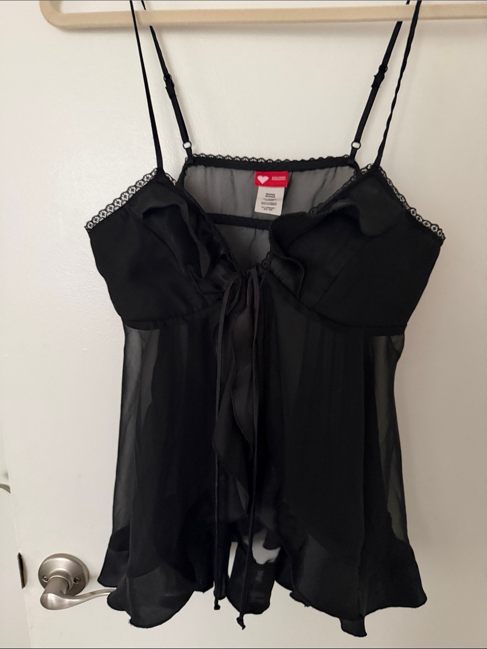 Target Black Sheer Lace-Trim Tie-Front Camisole
